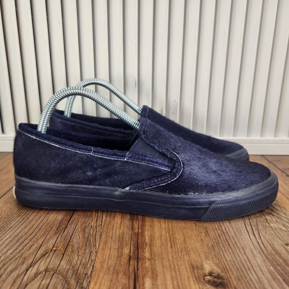 Sperry Top-Sider Jeffrey Classic Slip On Shoes Women 10M Blue Calf Hair Sneakers